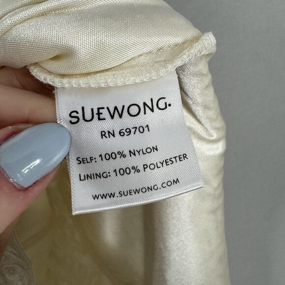 Sue Wong Nocturn Dress Womens 4 Cream Lace Sheath Bridal Cocktail Embroidered - Picture 13 of 14